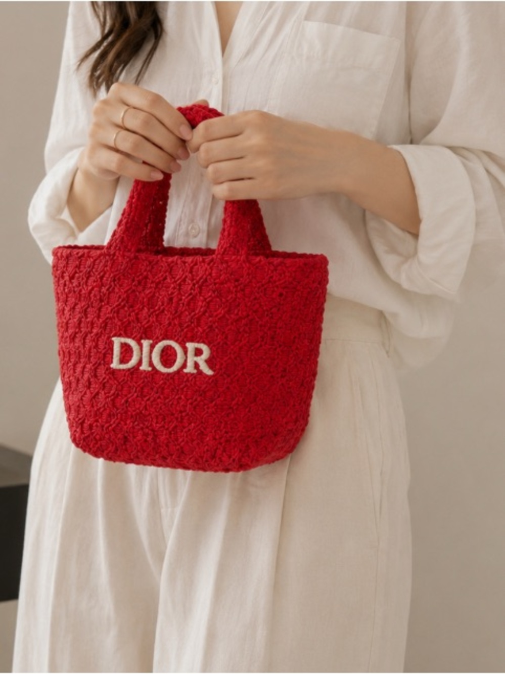 Dior Orange Raffia GWP Logo Tote - Picture 7 of 7